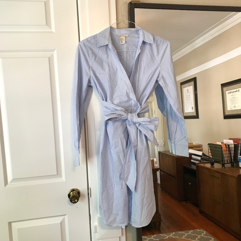 Pinstripe Wrap Dress